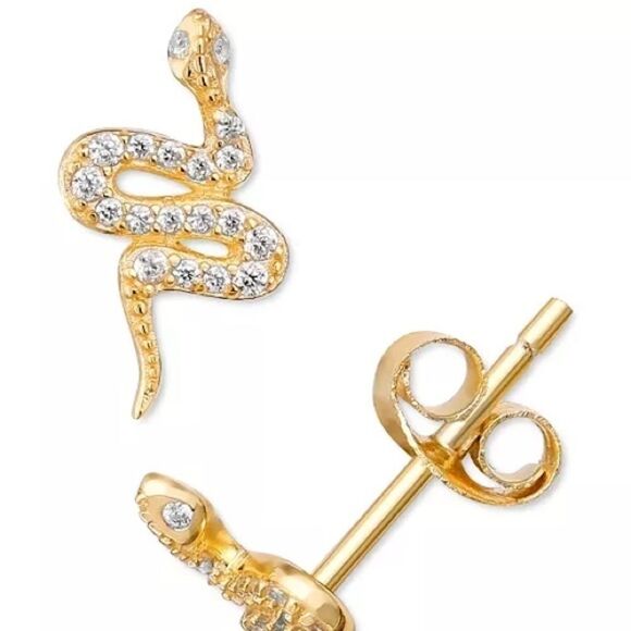 Cubic Zirconia Snake Stud Earrings - Picture 1 of 2
